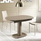 Extendable dining table in glass and imitation leather, L120 / 180xP90cm, Lelia Viadurini