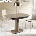 Extendable dining table made of glass and faux leather, L120/180xP90 cm - Lelia