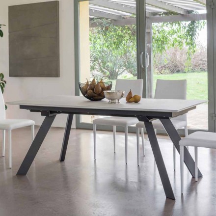 Extendable Dining Table Ceramic Top up to 2.8 m Made in Italy - Paoluccio Viadurini