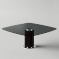 Dining Table with Square Glass Top and Wooden Base Made in Italy - Kuadro