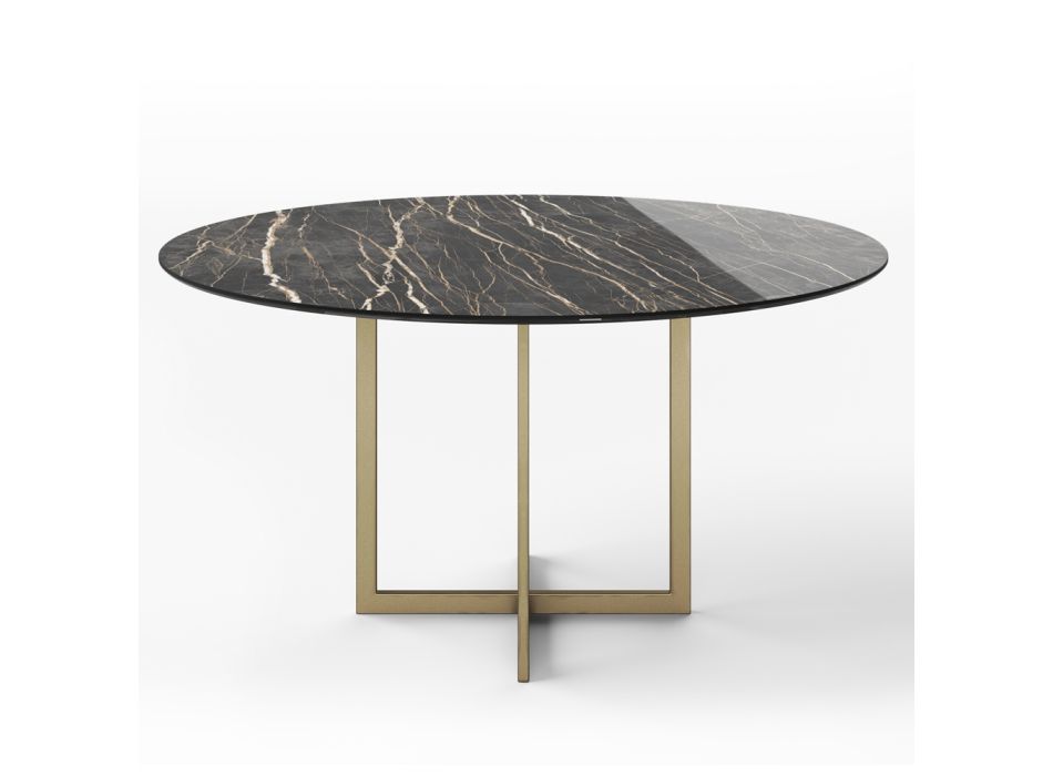 Dining Table with Round Top in Porcelain Stoneware Made in Italy - Emilio Viadurini