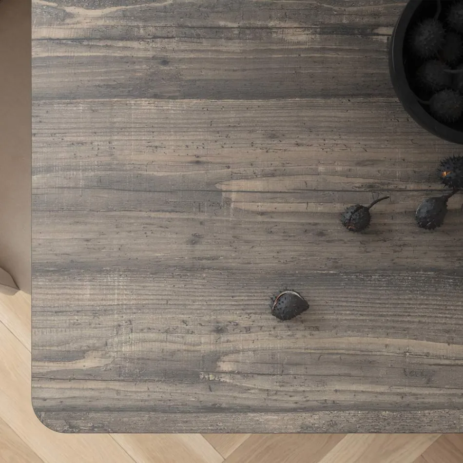 Fixed Dining Table in Metal and Stratified Hpl Made in Italy - Bastiano Viadurini