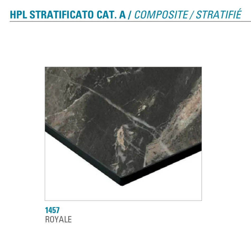 Fixed Dining Table in Metal and Stratified Hpl Made in Italy - Bastiano Viadurini