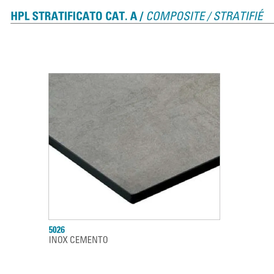 Fixed Dining Table in Metal and Stratified Hpl Made in Italy - Bastiano Viadurini