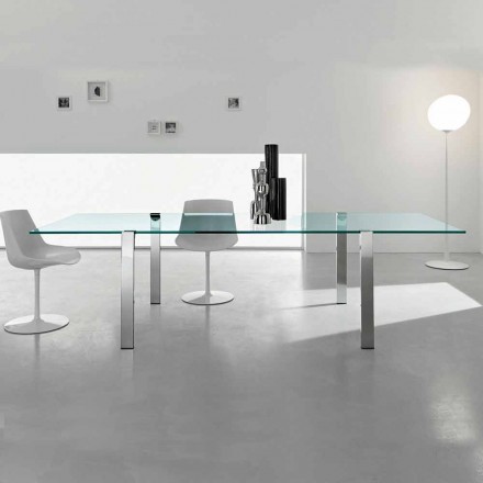 Dining Table in Transparent Glass and Metal Various Colors 5 Sizes - Aschio Viadurini