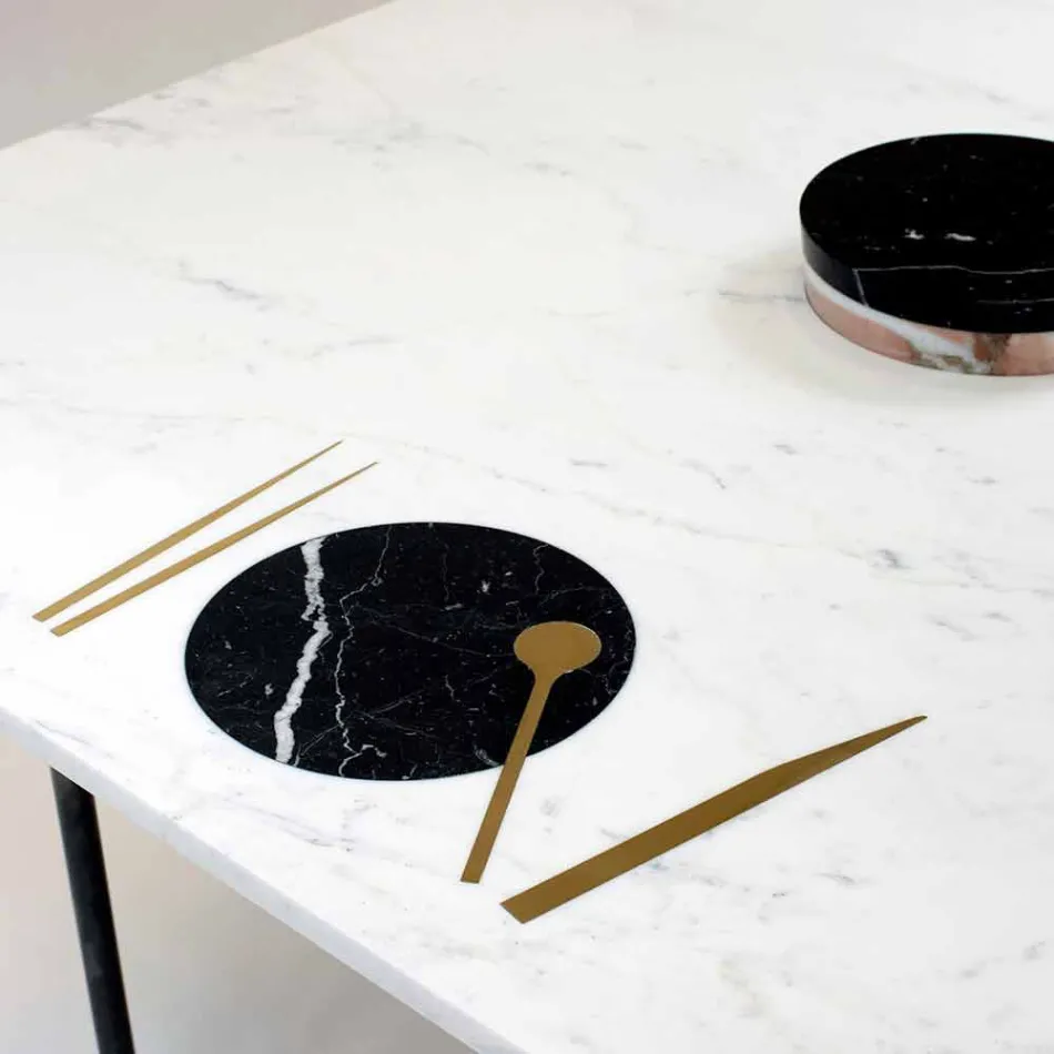 Square Dining Table with Vase and Marble Inlay 140 cm Luxury - Vesuvio Viadurini