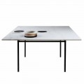 Square Dining Table with Vase and Marble Inlay 140 cm Luxury - Vesuvio