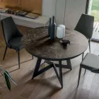 Round Dining Table with Extendable Top to 180 cm Made in Italy - Muschio Viadurini