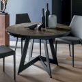 Round Dining Table with Extendable Top to 180 cm Made in Italy - Muschio