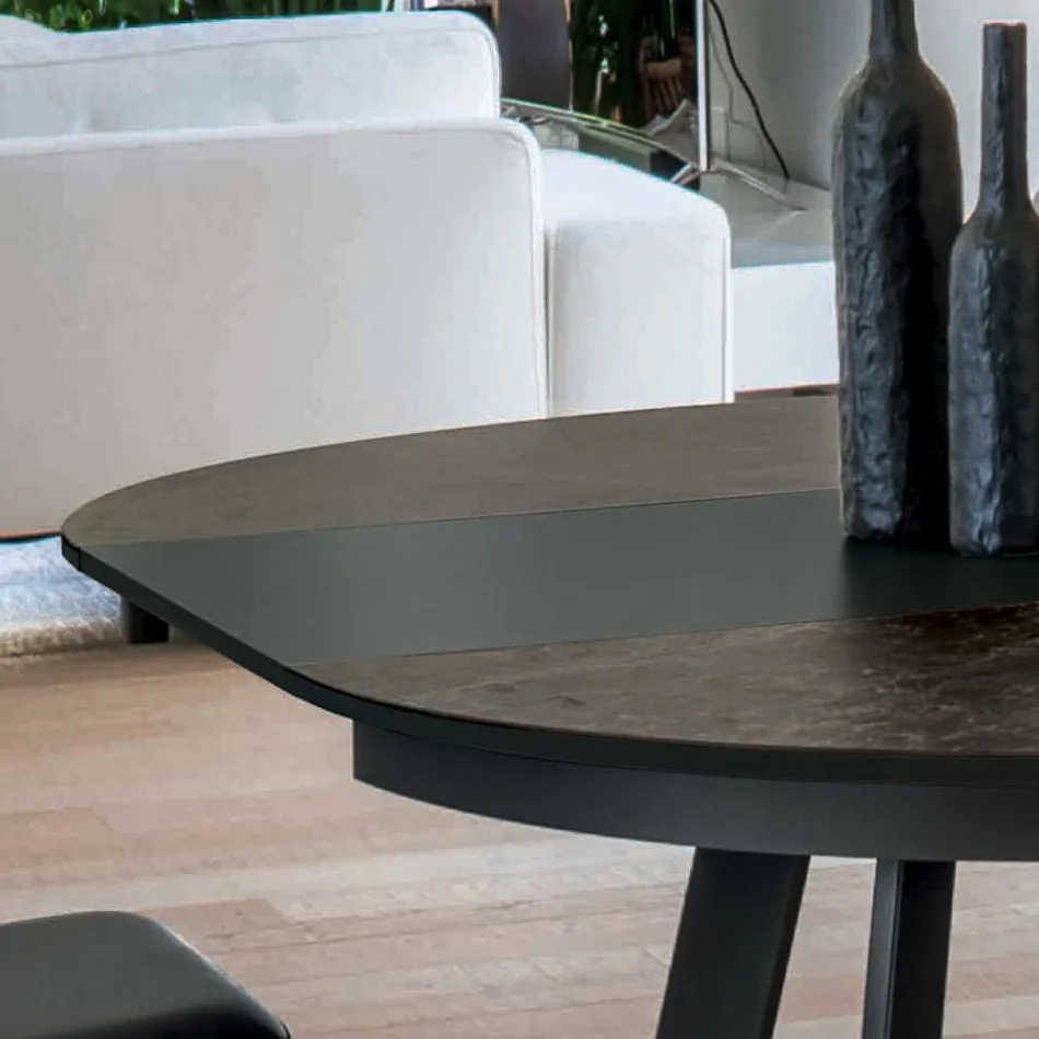 Round Dining Table Extendable to 270 cm in Ceramic Made in Italy - Muschio Viadurini