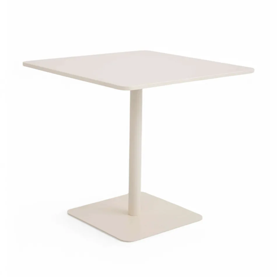 Square Table 80x80 cm Outdoor Made of Beige Aluminum - Alfresco Viadurini