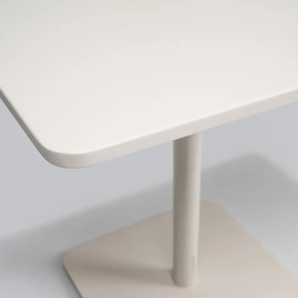 Square Table 80x80 cm Outdoor Made of Beige Aluminum - Alfresco Viadurini