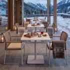 Square Table 80x80 cm Outdoor Made of Beige Aluminum - Alfresco Viadurini