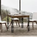 Square Table Extendable to 246 cm in Wood and Iron Made in Italy - Fiume