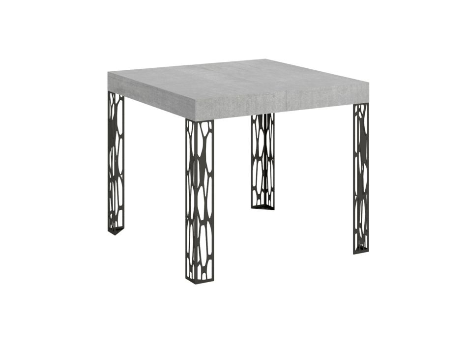 Square Table Extendable to 246 cm in Wood and Iron Made in Italy - Fiume Viadurini