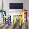 Extendable Square Table and 4 Colored Chairs Made in Italy - Coral