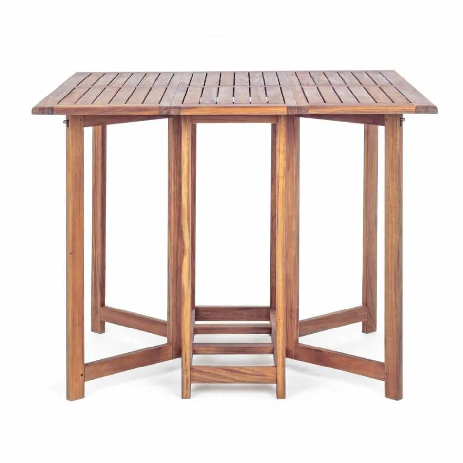 Square Outdoor Table in Acacia Wood with 4 Folding Chairs - Sage Viadurini