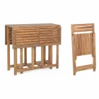 Square Outdoor Table in Acacia Wood with 4 Folding Chairs - Sage Viadurini