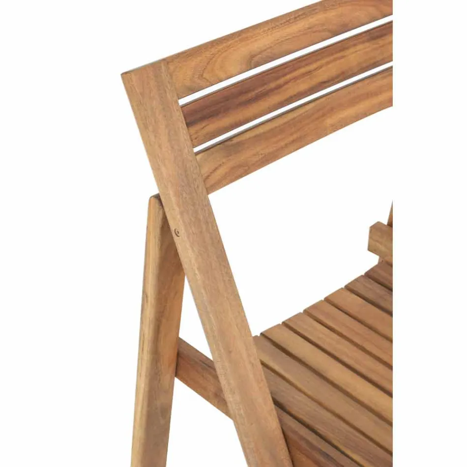 Square Outdoor Table in Acacia Wood with 4 Folding Chairs - Sage Viadurini