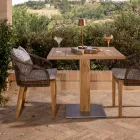 Square Outdoor Table in Teak and Metal - Marie Viadurini
