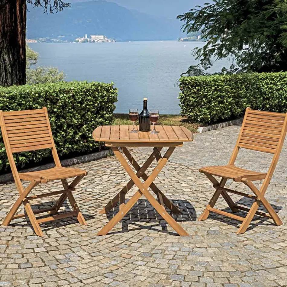 Square Outdoor Table Made of Acacia Wood - Sunset Viadurini