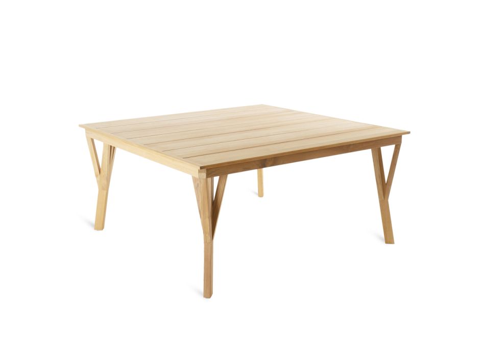 Square Garden Table in Teak Wood Made in Italy - Oracle Viadurini