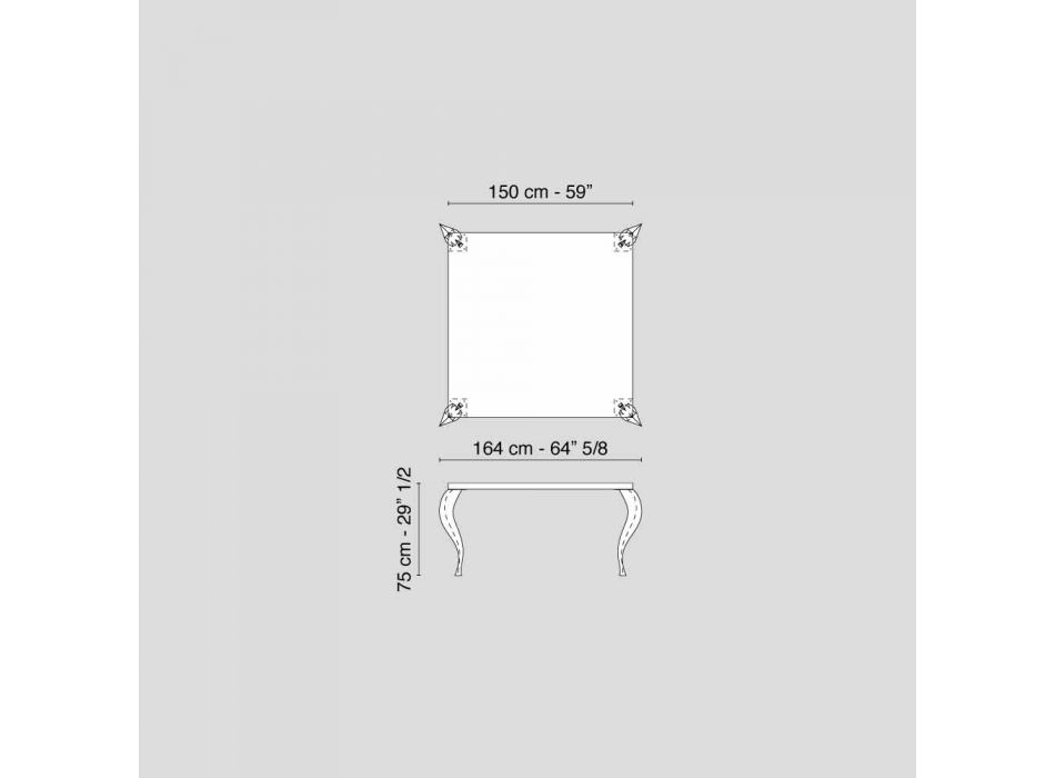 Fixed table design square MDF and Luigi chromed steel Viadurini