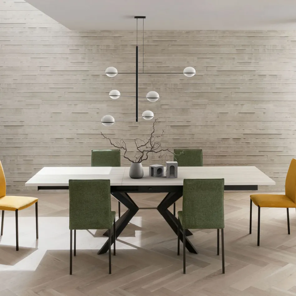 Rectangular Table Extendable to 260 or 300 cm in HPL and Metal - Charmy Viadurini