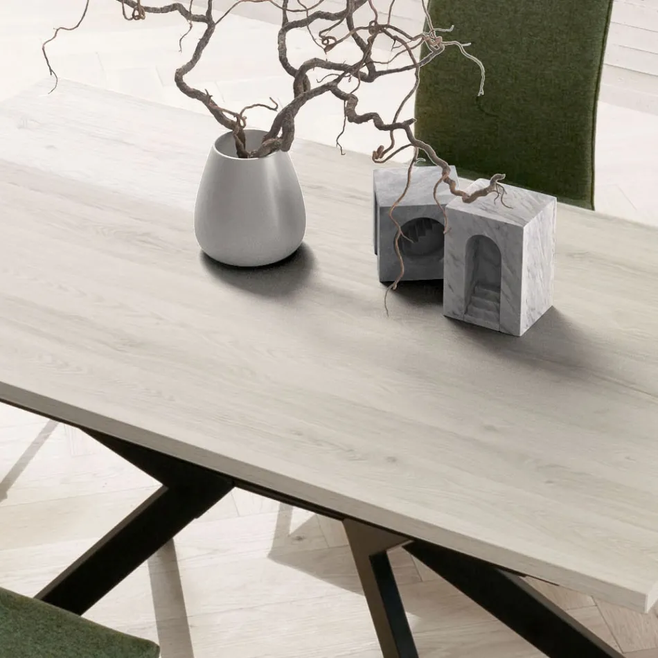 Rectangular Table Extendable to 260 or 300 cm in HPL and Metal - Charmy Viadurini