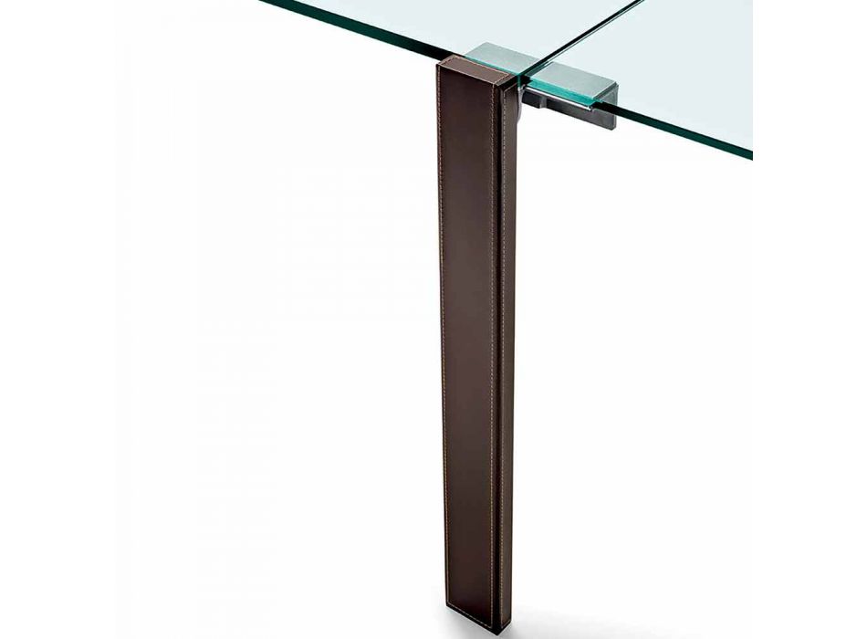Extendable Rectangular Table in Transparent Glass Made in Italy - Sopot Viadurini