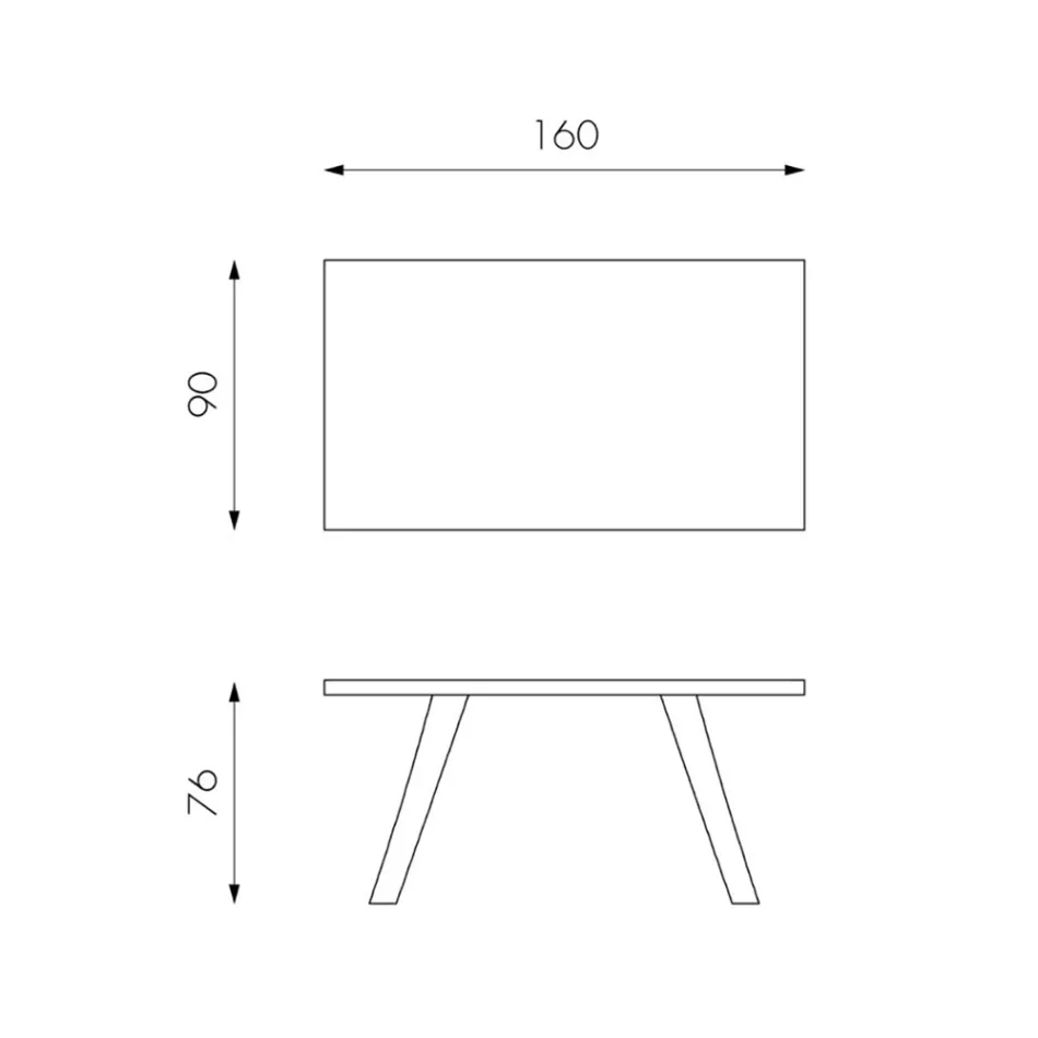 Rectangular Table with Oak Veneer Top and Aluminum Base - Logan Viadurini