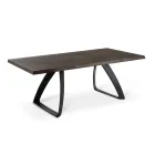 Rectangular Table with Oak Veneer Top and Aluminum Base - Logan Viadurini