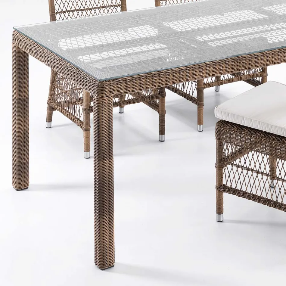 Rectangular Garden Table with 2 Armchairs and 4 Chairs - Gigi Viadurini