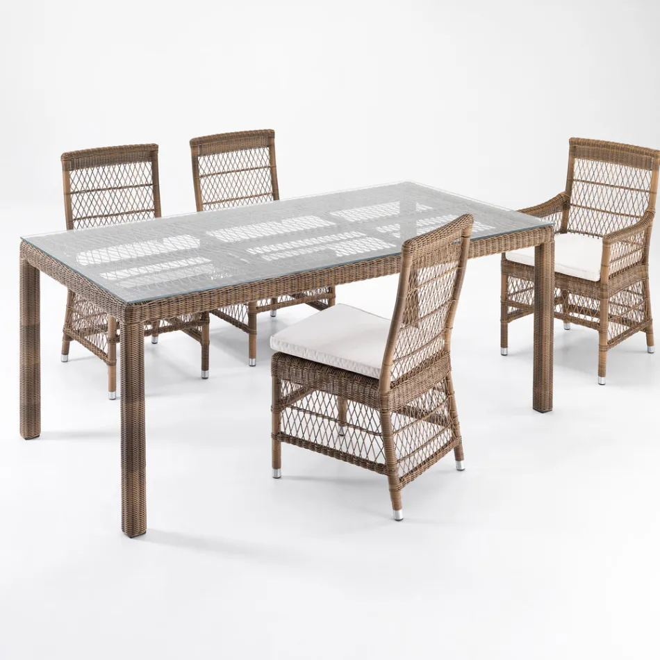 Rectangular Garden Table with 2 Armchairs and 4 Chairs - Gigi Viadurini