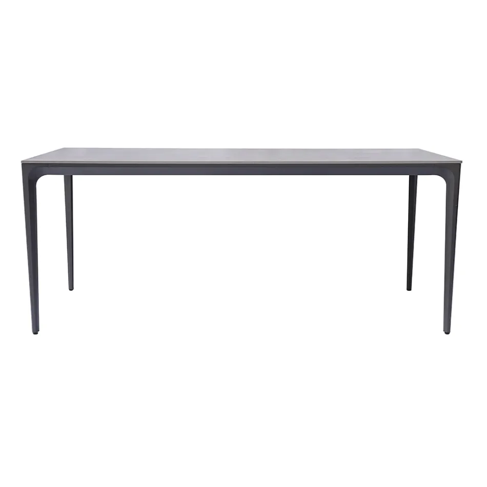 Rectangular Garden Table in Aluminum and Stoneware - Lunara Viadurini
