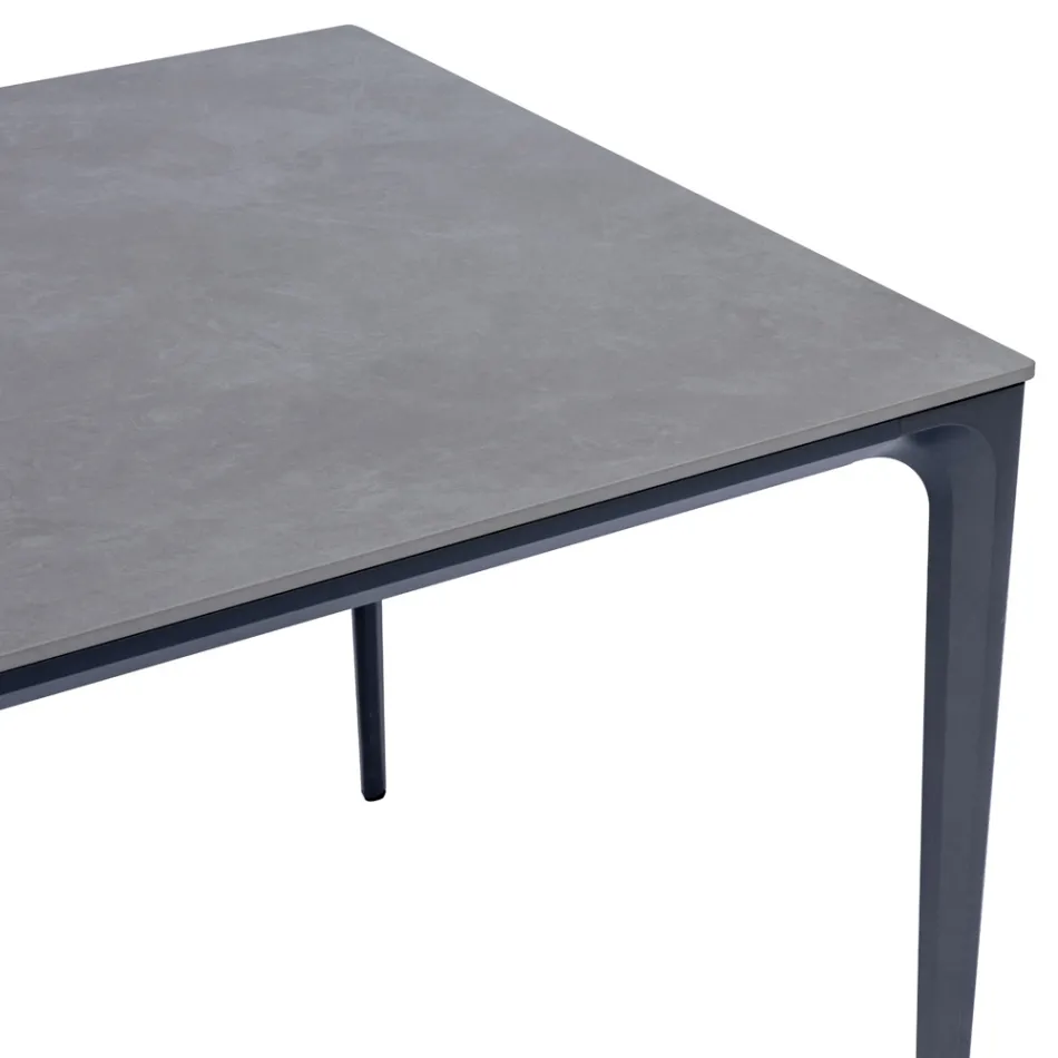 Rectangular Garden Table in Aluminum and Stoneware - Lunara Viadurini