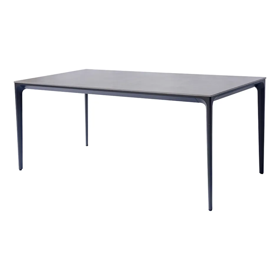 Rectangular Garden Table in Aluminum and Stoneware - Lunara Viadurini