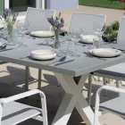 Rectangular Garden Table in Aluminum and Gray Resin - Nuvia Viadurini