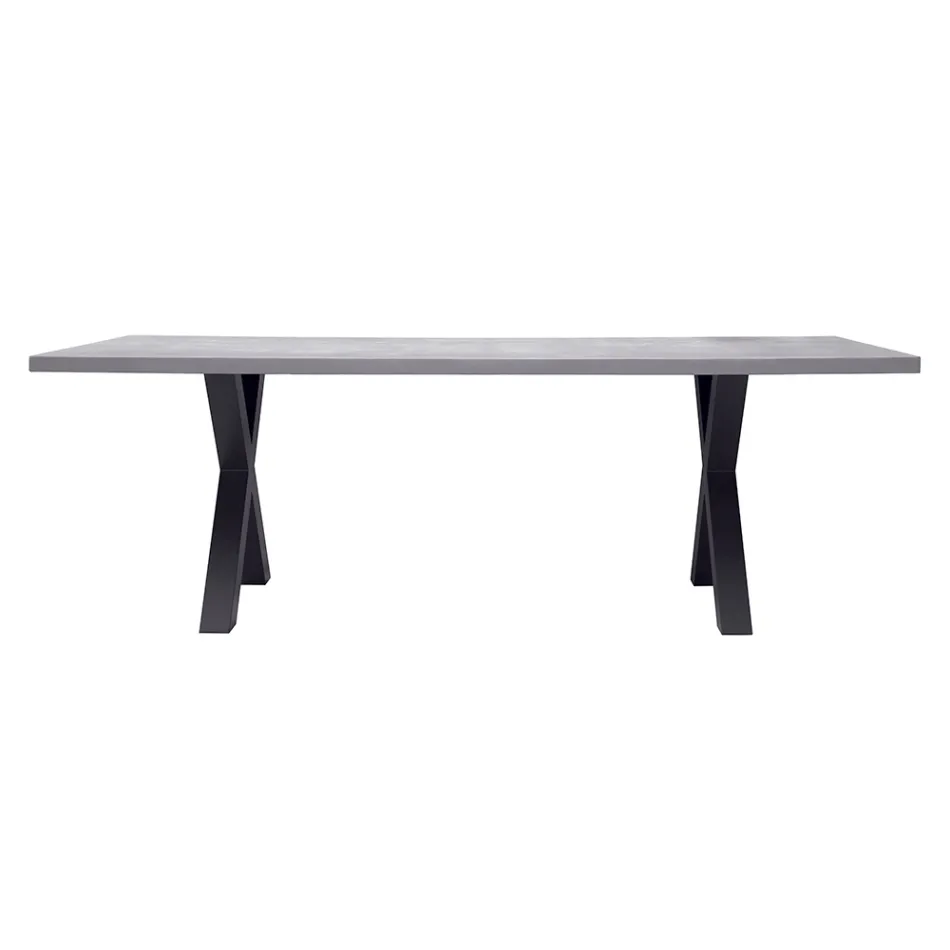 Rectangular Garden Table in Aluminum and Gray Resin - Nuvia Viadurini