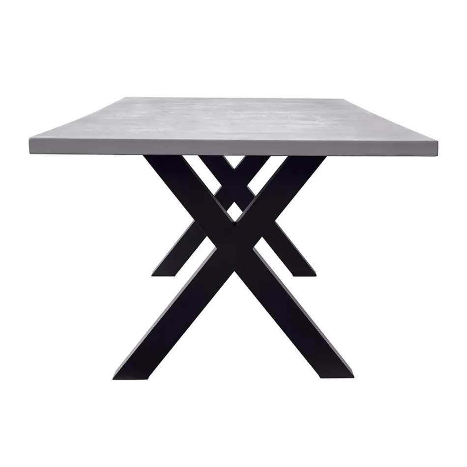 Rectangular Garden Table in Aluminum and Gray Resin - Nuvia Viadurini