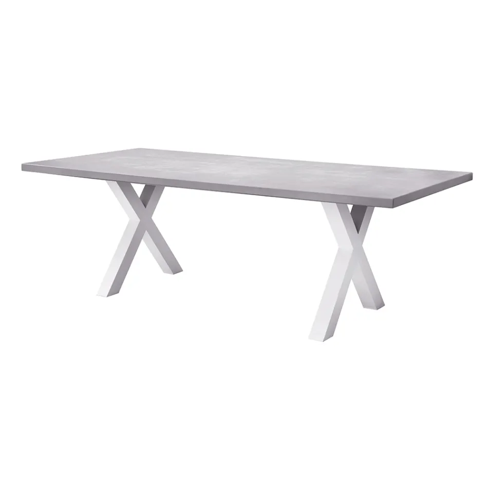 Rectangular Garden Table in Aluminum and Gray Resin - Nuvia Viadurini