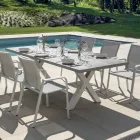 Rectangular Garden Table in Aluminum and Gray Resin - Nuvia Viadurini