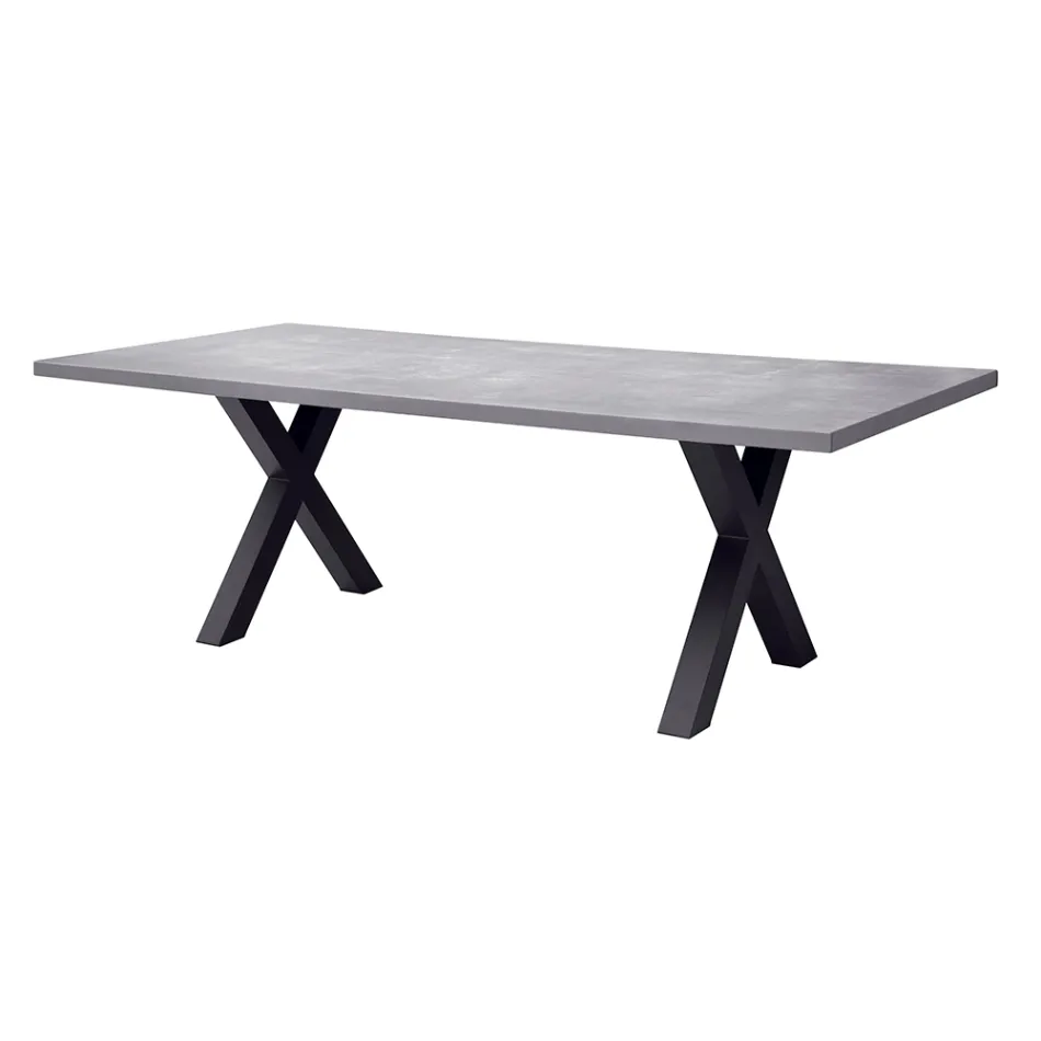 Rectangular Garden Table in Aluminum and Gray Resin - Nuvia Viadurini
