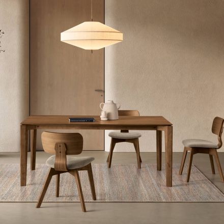 Rectangular Eight-Seater Table in MDF and Eco-Friendly Wood, Multiple Finishes - Enea Viadurini