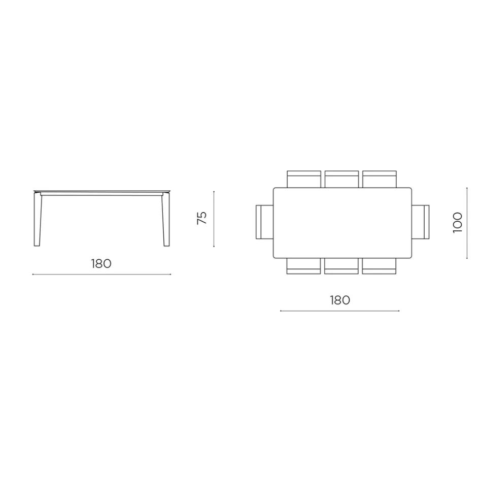 Rectangular Eight-Seater Table in MDF and Eco-Friendly Wood, Multiple Finishes - Enea Viadurini