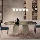 Rectangular Table in Hammered Glass Back-Silvered Made in Italy - Almo Viadurini