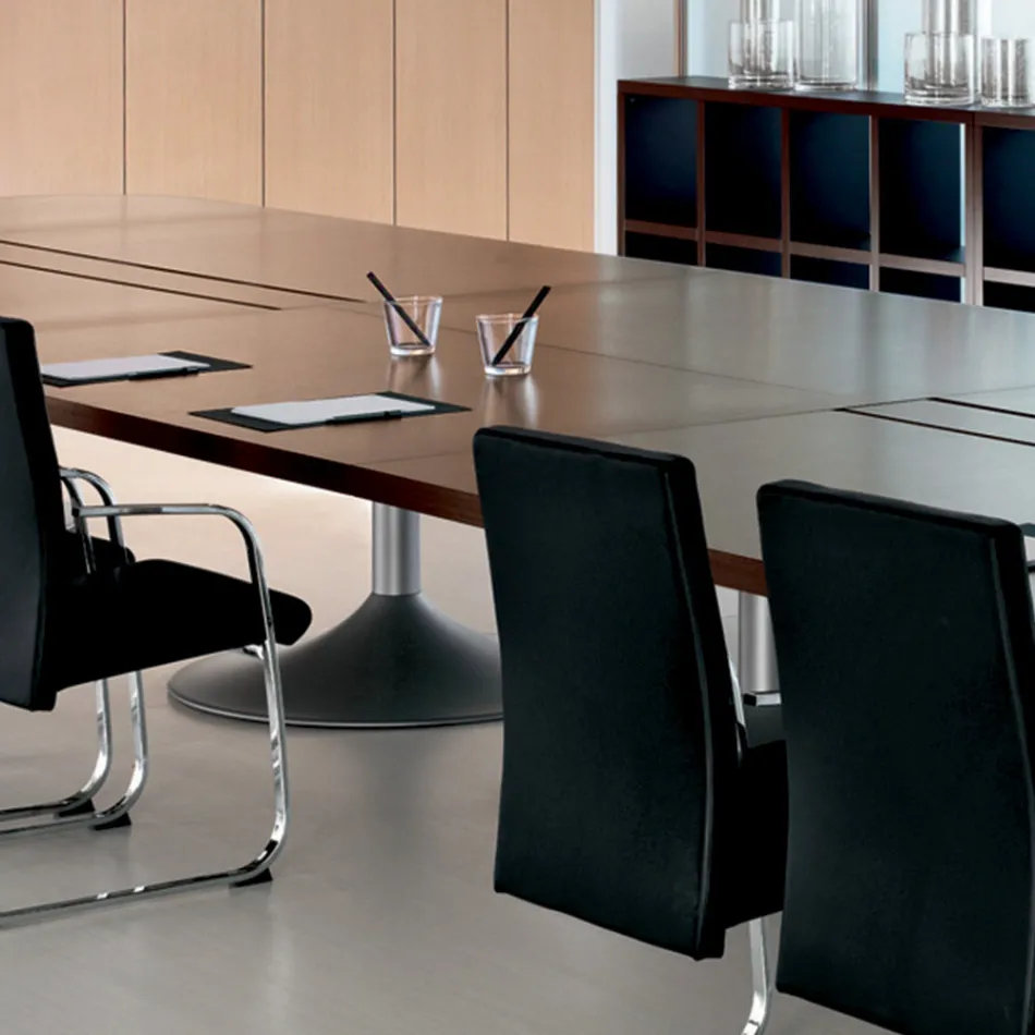 Meeting table in shaped dark oak melamine - Gaelle Viadurini