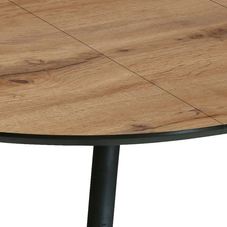 Round Table Extendable to 150 cm Light Walnut Finish - Capone Viadurini