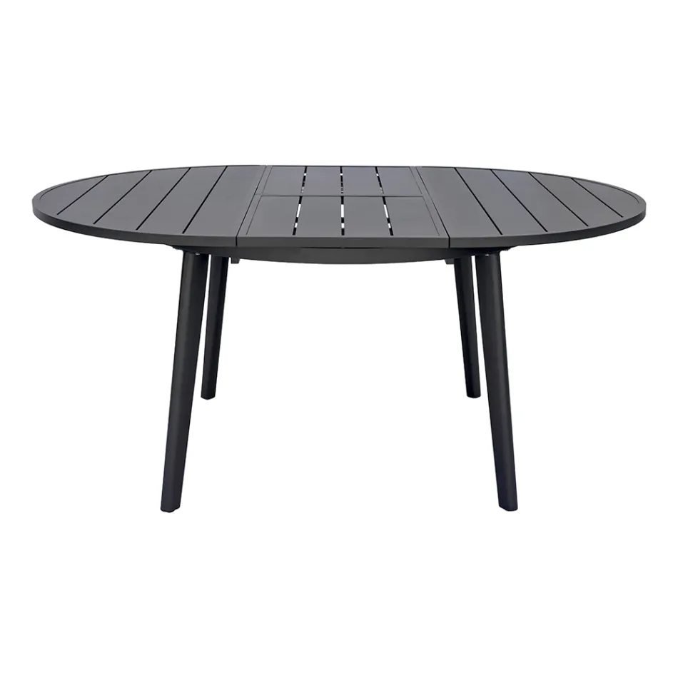 Extendable Round Table in Anthracite Aluminum, 170 cm - Rivara Viadurini