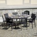 Extendable Round Table in Anthracite Aluminum, 170 cm - Rivara